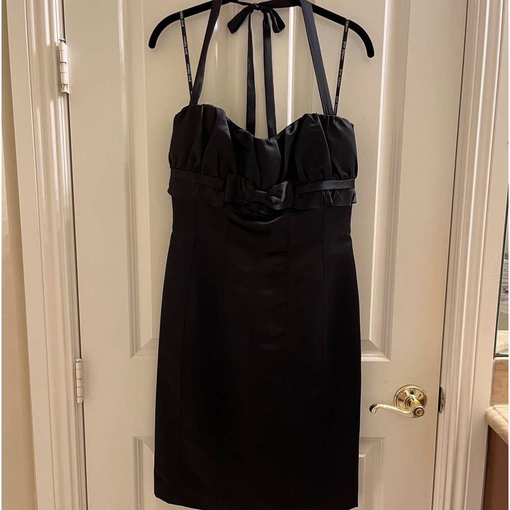 Vintage Betsey Johnson Evening Little Black Ruffle Bow Dress Size 6